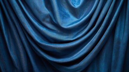 Fototapeta premium Deep blue fabric elegantly drapes creating rich texture. AI Generated