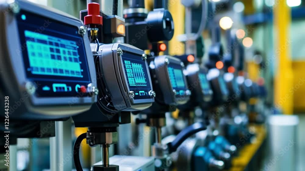 Poster digital screens displaying data and controlling automated machinery contribute to efficiency and pre