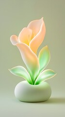 Obraz premium Elegant Soft Glow Flower Sculpture with Modern Design and Serene Color Palette, disease-free self-improvement plant-based