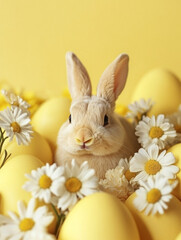 yellow easter eggs in yellow, everything in the photo is yellow and very cute 