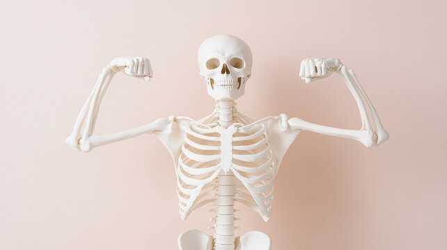 Showcasing strong bones and muscles in a human skeleton display