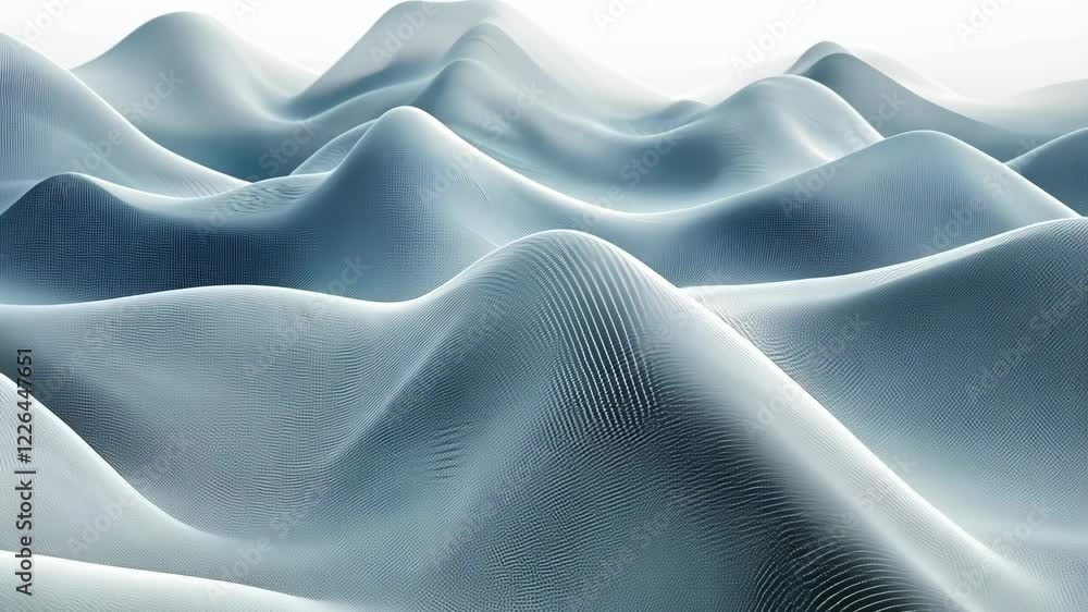 Poster waves of undulating texture create a serene landscape inspired by natural formations in a minimalist