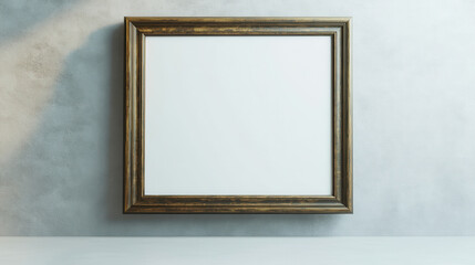 Vintage Bronze Picture Frame on Smooth Light Gray Background