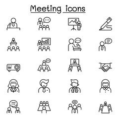business meeting icon set in thin line style