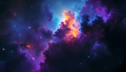 Fototapeta premium Vibrant Nebula Space Scene Purple Orange Cosmic Wallpaper