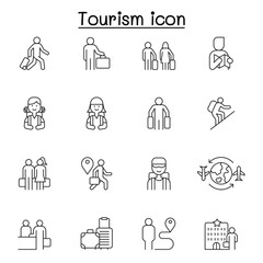 tourism icon set in thin line style