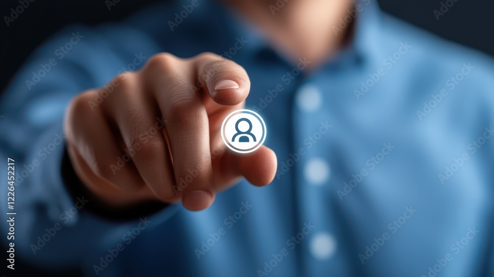 Aufkleber closeup of man pointing directly at the camera with extended index finger