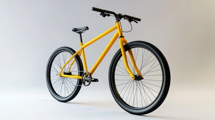 Fototapeta premium Yellow bicycle on white background; studio shot