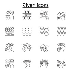 River icon set in thin line style