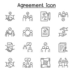 Agreement icon set in thin line style