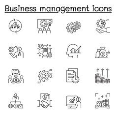 Business investment icon set in thin line stlye