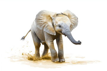 Obraz premium Playful African Elephant isolated on white background.