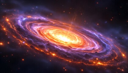 Obraz premium Fiery Spiral Galaxy Nebula Space Art Wallpaper