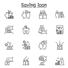 Saving icon set in thin line style
