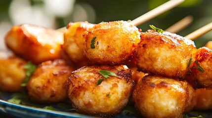 Appetizers on a plate, blurred background, symbolizing professional connections and networking opportunities