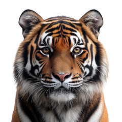 Fototapeta premium Closeup head sumateran tiger on white background