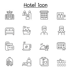 Hotel icon set in thin line style