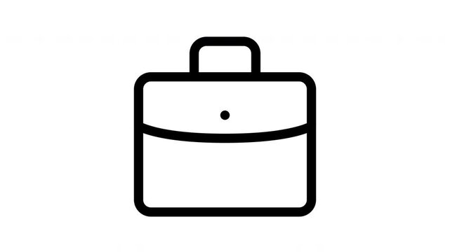 Animated opening briefcase line icon for business portfolio interface