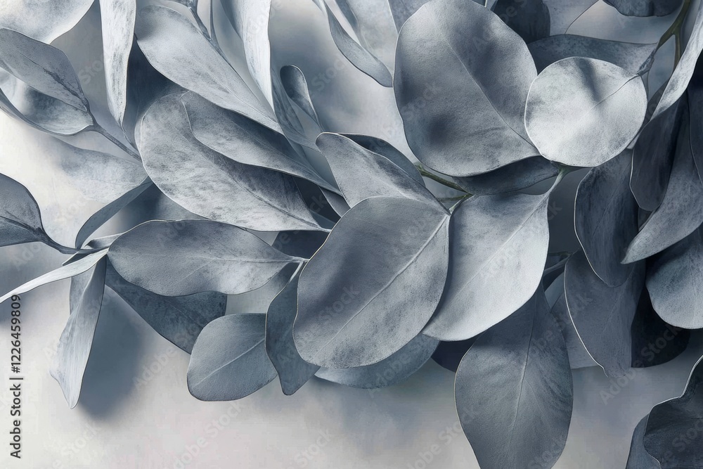 Poster elegant gray leaves on soft background for nature and design concepts