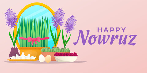 nowruz festival horizontal banner illustration design
