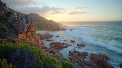 aerial view breathtaking coastal landscape of a rugged beach