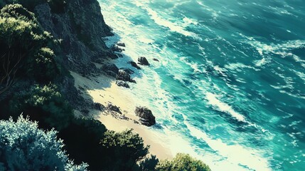 aerial view breathtaking coastal landscape of a rugged beach