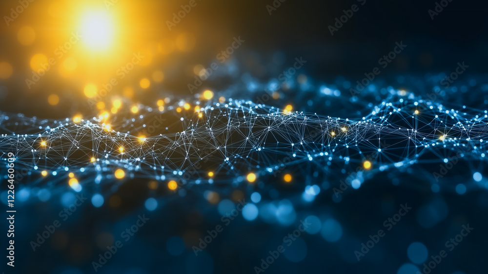 Poster abstract network connection: a mesmerizing abstract visualization of a network connection, with glow
