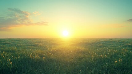 A vibrant spring scene with lush green grass and radiant sunlight, evoking freshness and energy. Great for nature themes.