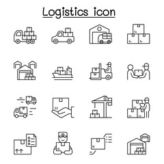 Logistics icon set in thin line style