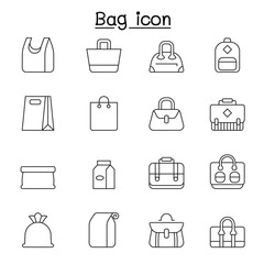 Bag icon set in thin line style