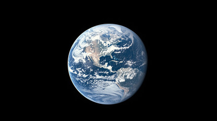 Naklejka premium Earth from Space: A breathtaking view of planet Earth, suspended in the inky blackness of space, showcasing the intricate details of continents, oceans, and swirling cloud formations.