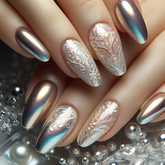 A Nail polish design, art and trends Iridescent pearl nail polish 