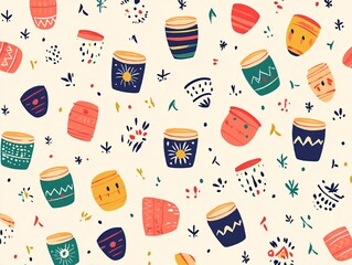 Colorful Patterned Pots and Decorative Elements