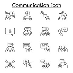 Talking, Speaking, Language and communication icon set in thin line style