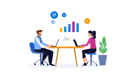 Modern Strategic Planning Dashboard with Team Collaboration - A sleek and modern dashboard showing teamwork, analytics, growth charts, technology interaction, and workspace productivity.