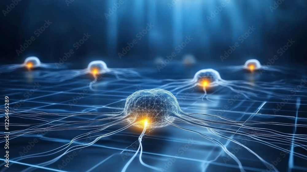Poster scientific representation of cellular structures - a digital illustration showcasing cellular struct