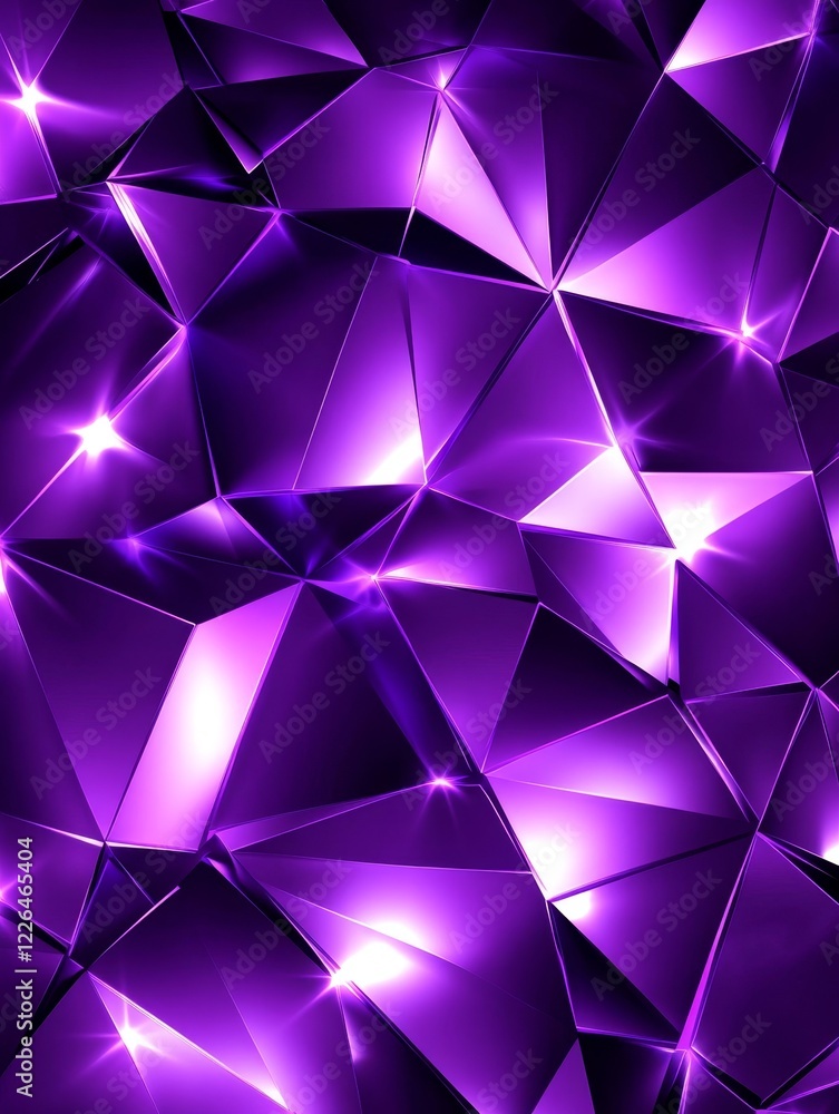 Poster shiny purple geometric background - a vibrant purple geometric background with shining facets, creat
