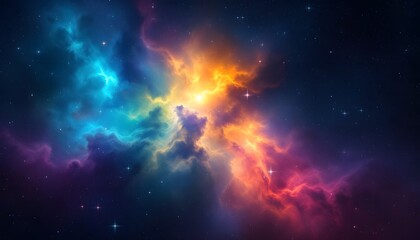 Obraz premium Vibrant Nebula Space Art Colorful Cosmic Cloudscape