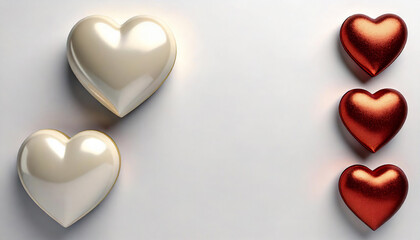 Obraz premium Refined Image of White, Gold, and Silver Metallic Heart Objects