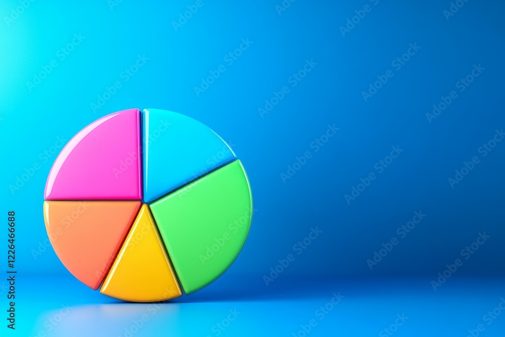 Aufkleber a dynamic pie chart bursting with vibrant colors - a colorful pie chart symbolizing data analysis, s