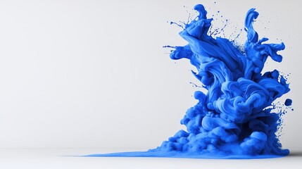 Abstract blue ink explosion against white background, design element