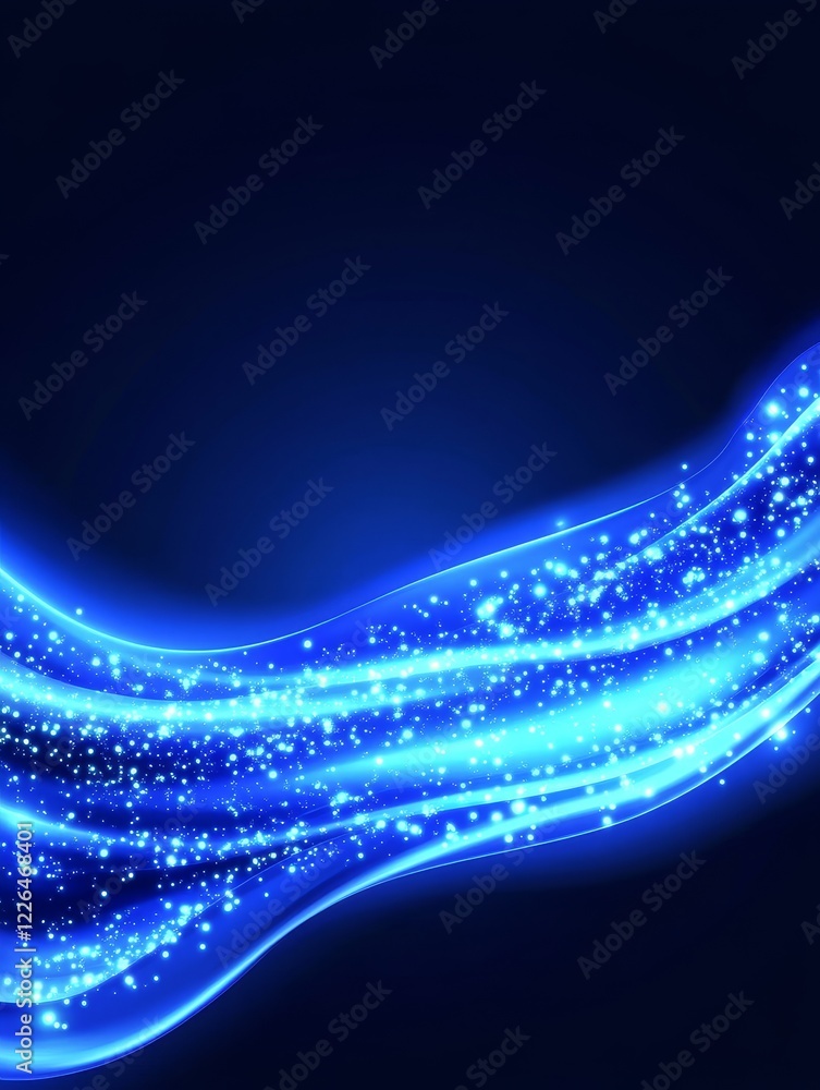 Poster abstract blue wave background with glowing particles - a mesmerizing abstract wave design featuring 