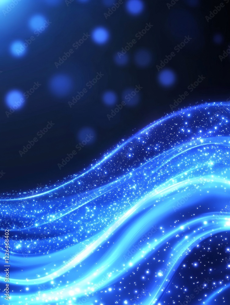 Poster abstract blue wave background with glowing particles - a mesmerizing abstract background featuring g