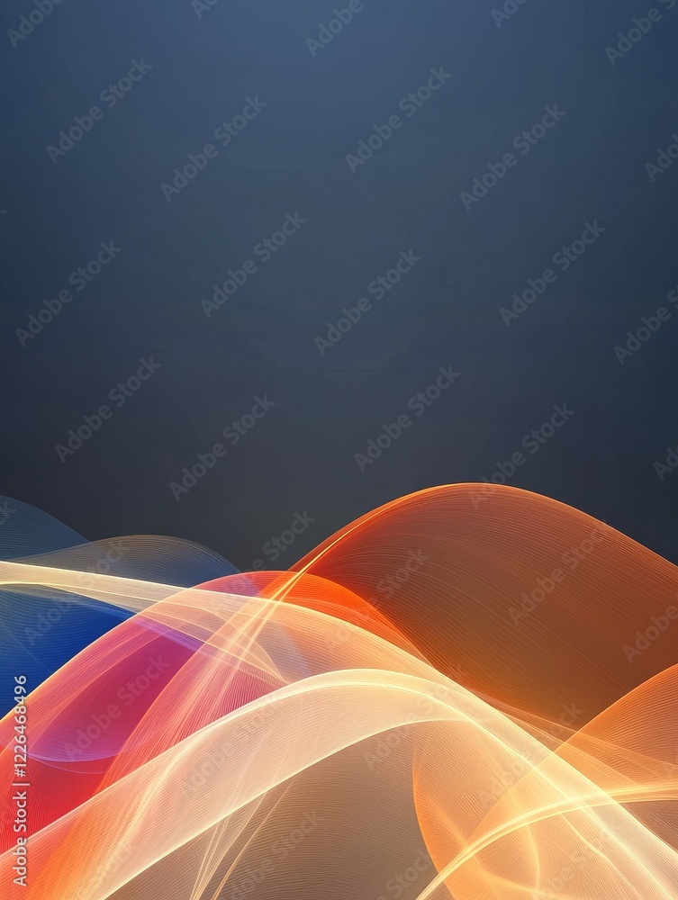 Poster abstract colorful glowing waves on dark background - a mesmerizing display of vibrant waves symboliz