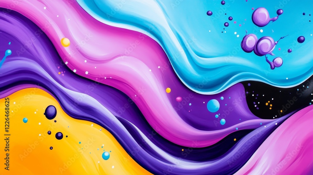 Aufkleber abstract colorful wavy design with splashes of color - a vibrant abstract artwork featuring wavy lin