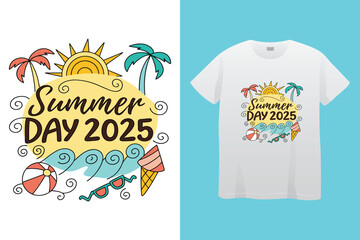 Summer day t shirt design, California summer, stylish t-shirts and trendy clothing designs with lettering, and printable, vector illustration designs.