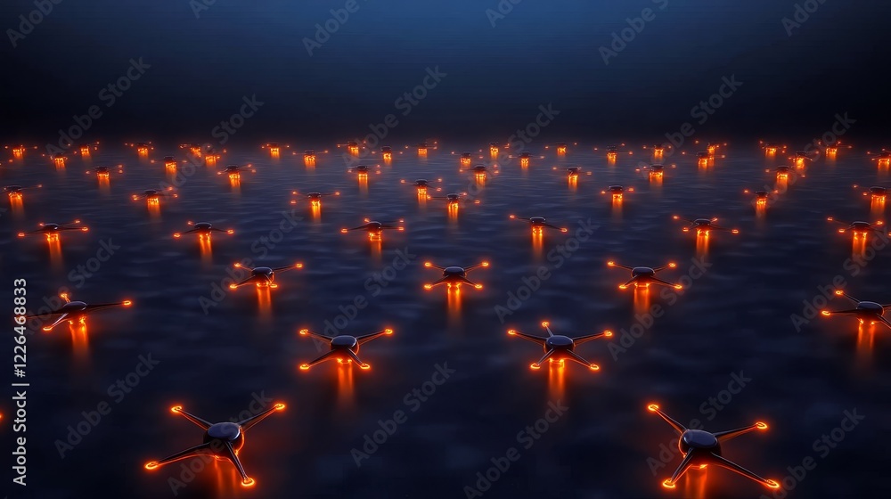 Poster abstract representation of molecules with glowing effects - an artistic depiction of molecules on a 