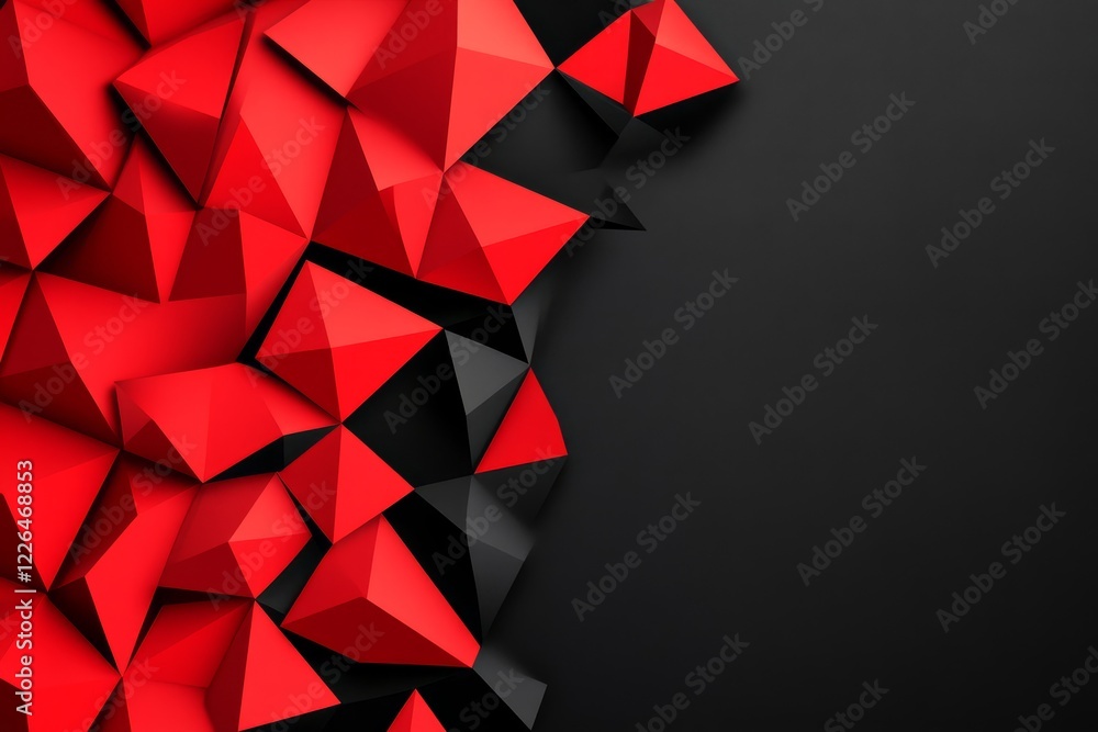 Poster abstract red and black geometric polygonal background - a striking geometric background featuring sh