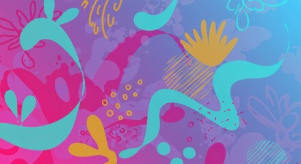 Abstract Floral Watercolor: A vibrant, dynamic watercolor background bursting with colorful shapes.