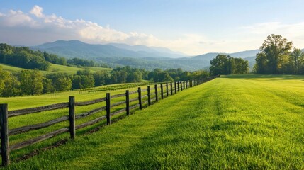 Obraz premium Low Stone Fence Bordering Vineyard with Rows of Greenery